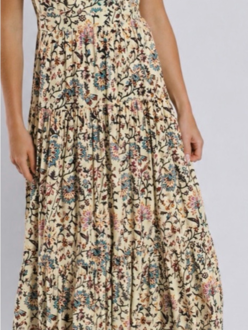 RAGA Blue and Cream Floral Tiered Maxi Dress